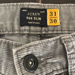 J. Crew 31/30 Light Grey Slim Corduroy Pants